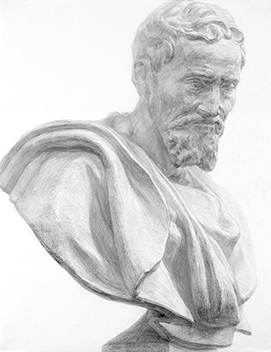 石膏デッサン「ミケランジェロ」／木炭紙サイズ