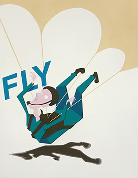 色彩構成 テーマ「飛ぶ」と文字「FLY」を構成／B3サイズ