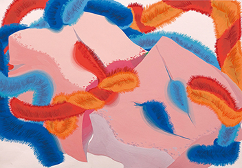 色彩構成 「メラミンスポンジとモール」をモチーフに構成／B3サイズ