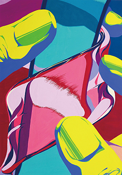 色彩構成 　テーマ「透明ホースと手」をモチーフに構成／B3サイズ