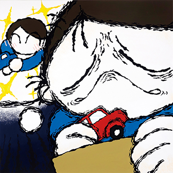 色彩構成 「物と情報」をテーマに構成／B2短辺の正方形サイズ