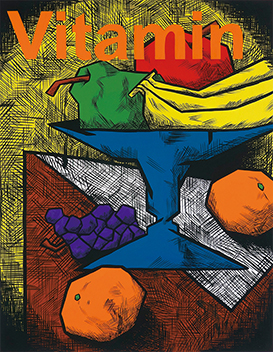 色彩構成 「果物」と文字「Vitamin」を構成／B3サイズ