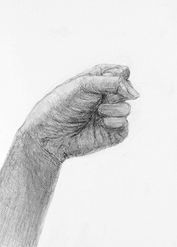 デザイン科実習「鉛筆デッサン：握りこぶし」