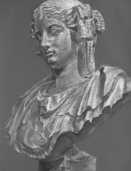 有色下地デッサン／白チャコペン・鉛筆