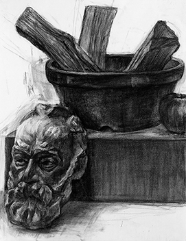 静物デッサン／木炭