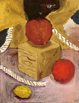 １学期油彩画「見る+知る+感じる絵」