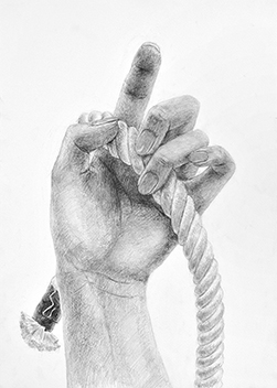 手のデッサン／鉛筆