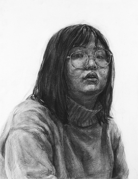 素描「自画像」／木炭紙