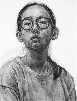 素描「自画像」／木炭紙／現役生作品