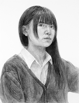 素描「自画像」／木炭紙判画像紙／基礎コース生作品