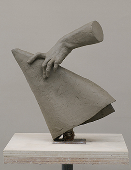 塑造「手とコピー用紙の構成」／水粘土