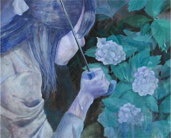 昼間部生／構成油彩「人物ドローイングからの構成」／F15