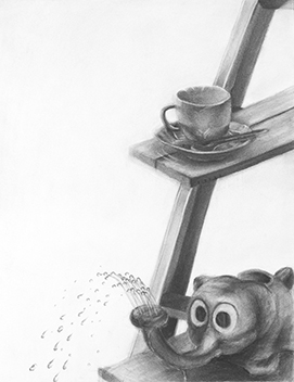 夜間部生／静物素描／木炭紙